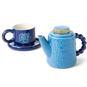 NWT Tabitha Brown for Target 28oz Ceramic Tea Pot Blue